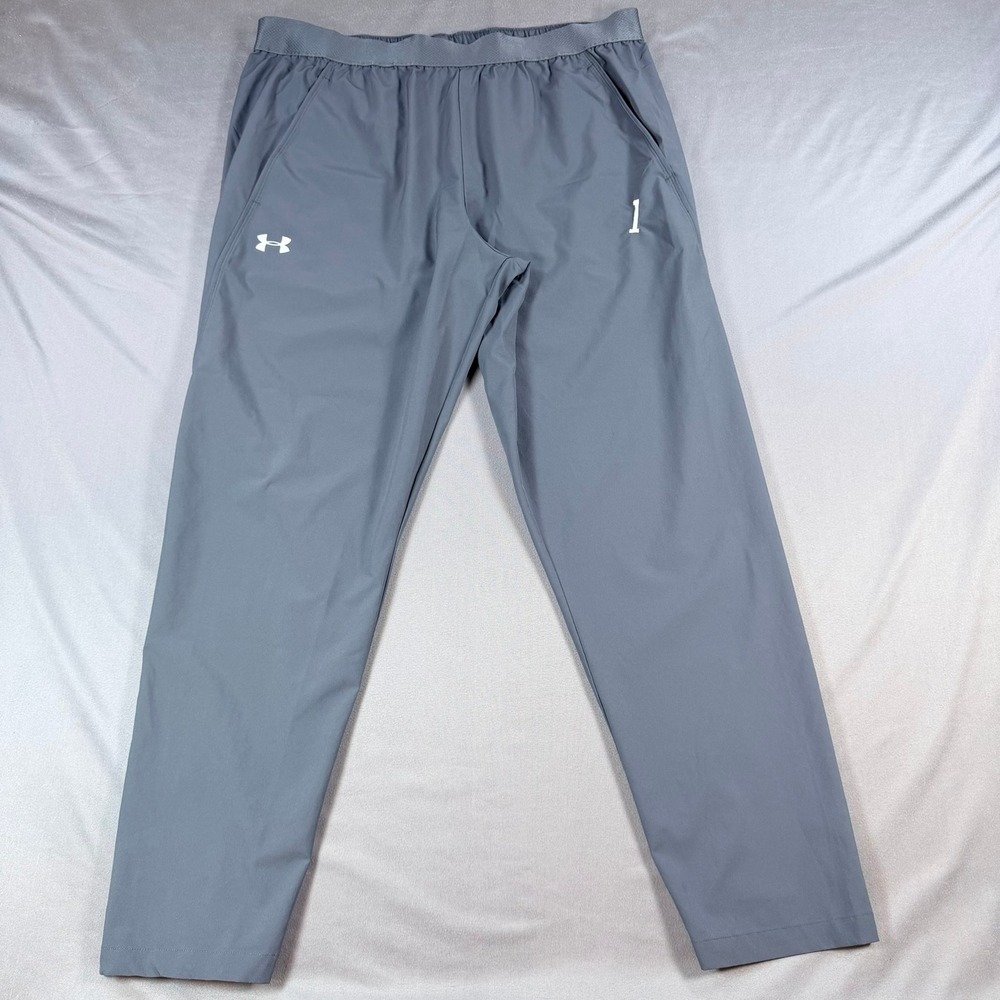 Under Armour Mens L Gray HeatGear Polyester Loose Fit Tapered Athletic Joggers